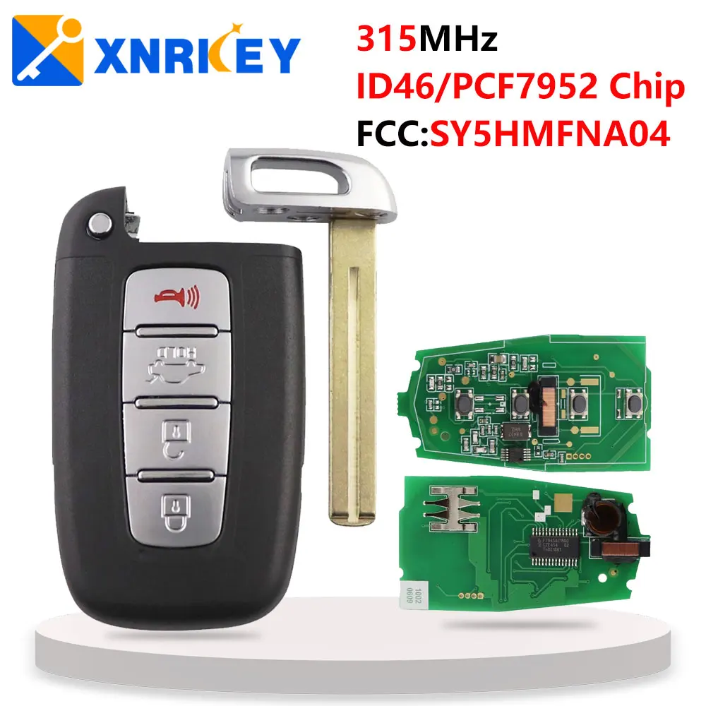 

XNRKEY 4 Button Remote Car Key ID46 315Mhz for Hyundai I30 IX35 Sonata Genesis Equus Kia K2 K5 Rio Soul Borrego Sorento Optima