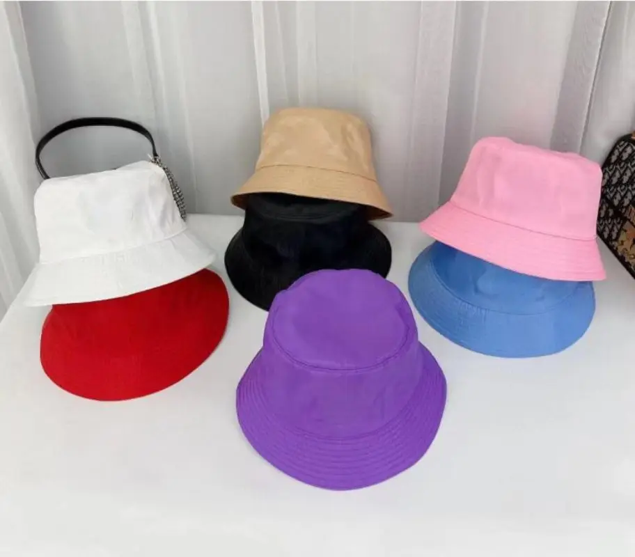 

New Brand Unisex Nylon Bucket Hats Women Sunscreen Panama Men Pure Color Sunbonnet Fedoras Outdoor Fisherman Beach Cap