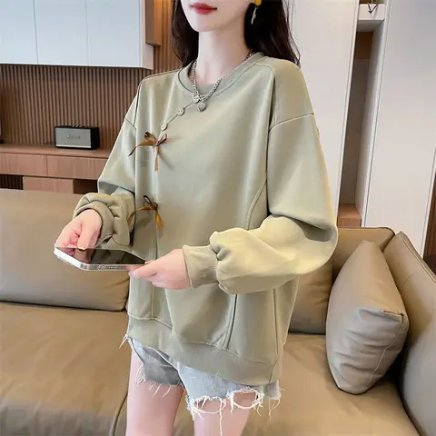Early Autumn Bow-knot Stitched Hooded Sweatshirt for Women Spring and Autumn 2025 New Loose Thin Top Early Autumn Bow-knot Stitched Hooded Sweatshirt for Women Spring and Autumn 2025 New Loose Thin Top