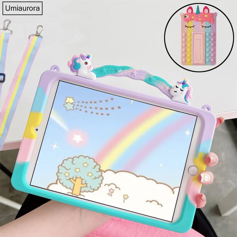 Cartoon Unicorn Kids Bubble Case For Samsung Galaxy Tab A8 10.5 SM-X200 X205 S6 A7 Lite T500 P610 T290 T220 Silicon Tablet Cover