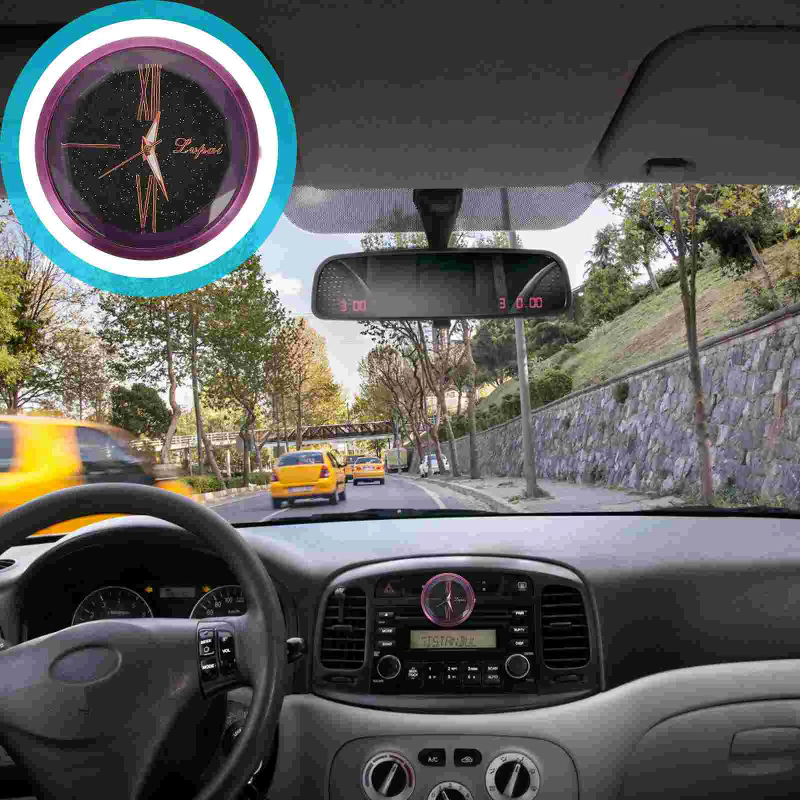 

Universal Car Dashboard Clock Car Electronic Clock For Auto Interior Decoration - BZ844(Purple)