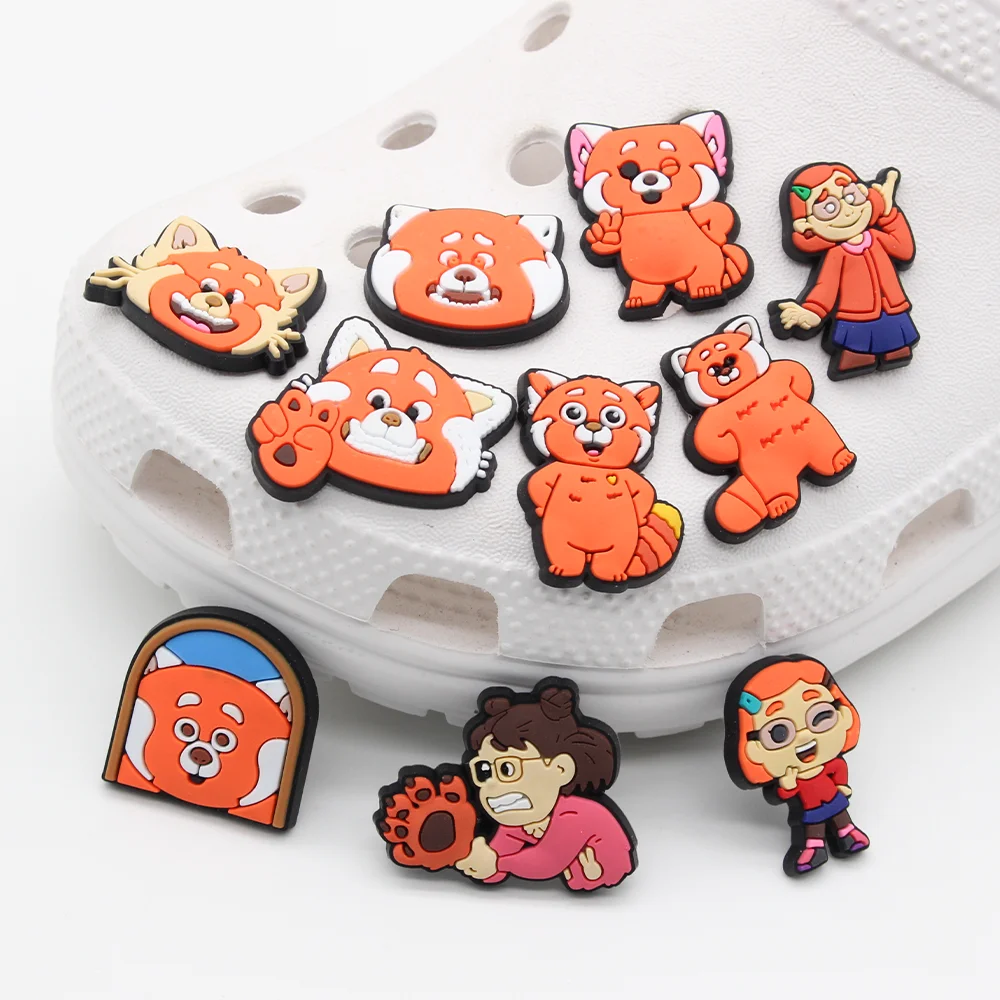 Забавные 1 шт. Симпатичные Кроксы для обуви мультяшный оранжевый енот