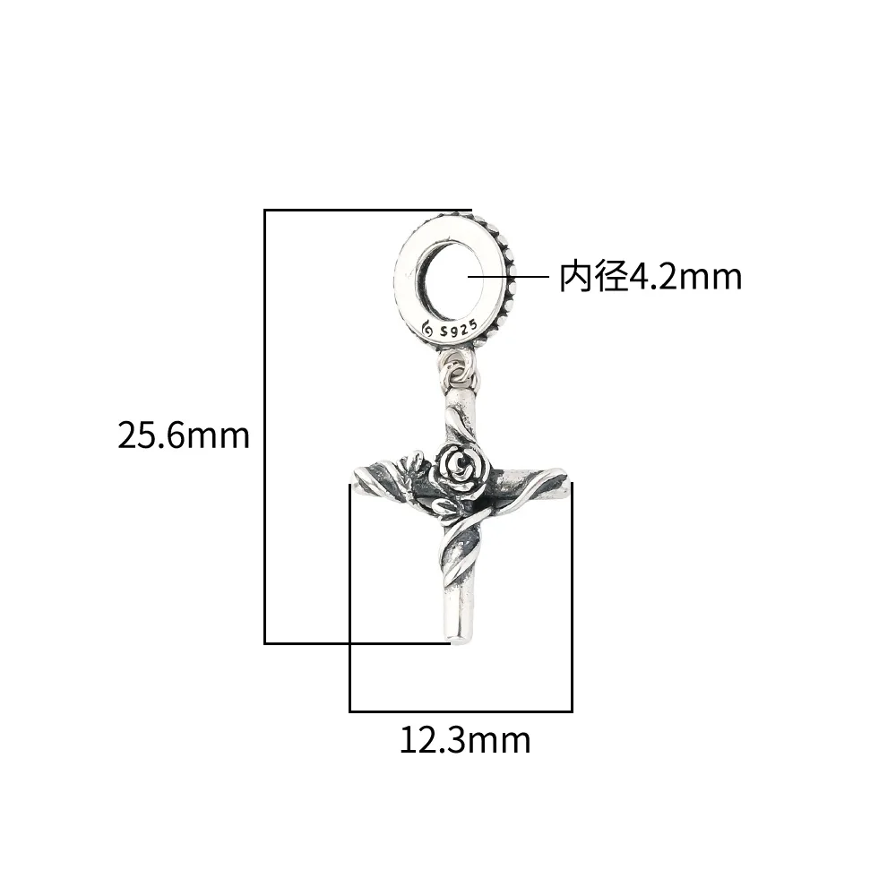 100% настоящее серебро 925 пробы аксессуары винтажный розовый крест