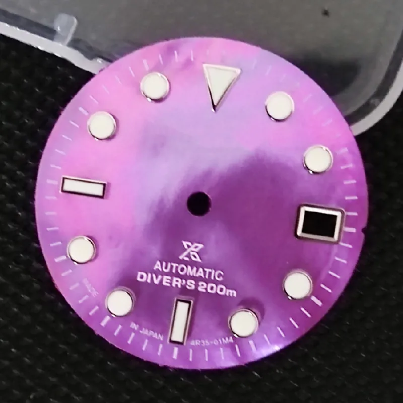 Watch Accessories NH35 purple Shell Dial Japan C3 Luminous SKX007/009 Abalone Turtle Men's Diver Watch Accessories MOD case