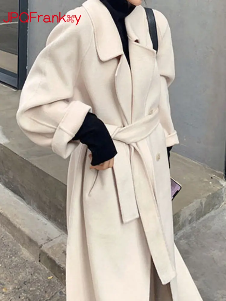 

Женское зимнее шерстяное пальто, новинка 2023, двухстороннее бархатное высококлассное шерстяное пальто средней длины, женская зимняя одежда,...