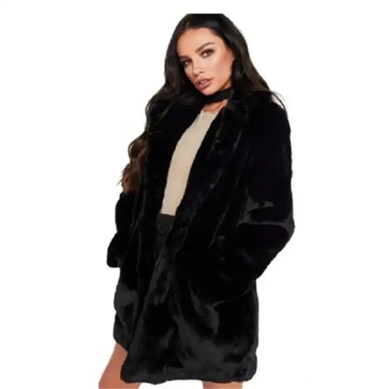 Women 2023 Elegant Long Loose Oversize Coats New Fashion Warm Rabbit Hair Faux Fur Coat Oversize S-3XL Solid Color Thick Jacket