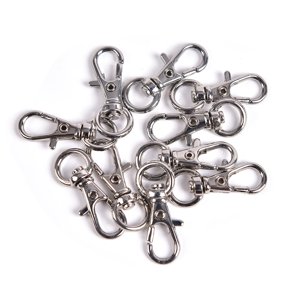 

10pcs 30mm Silver Color Rhodium Lobster Clasp Clips Key Hook Keychain Split Key Ring Findings Clasps DIY Keychains Making