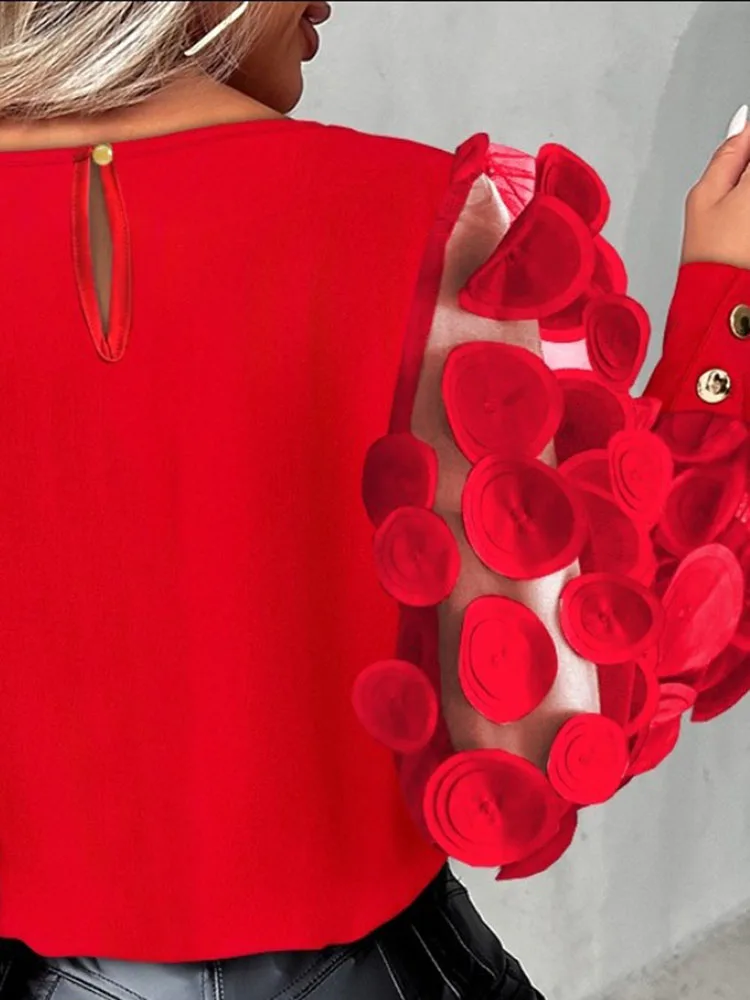 Элегантная стильная Весенняя женская блузка 2024 прозрачный сетчатый топ с