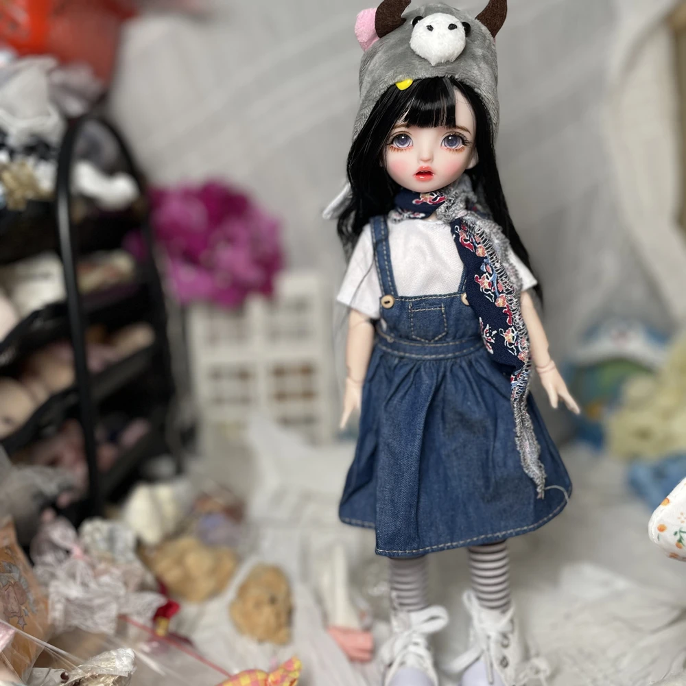 

30cm Wig Jointed Doll Cute BJD Mini Doll Hand Make Up Face Dolls with Big Eyes Bjd Toys Gifts for Girl Handmand Make UP Toy