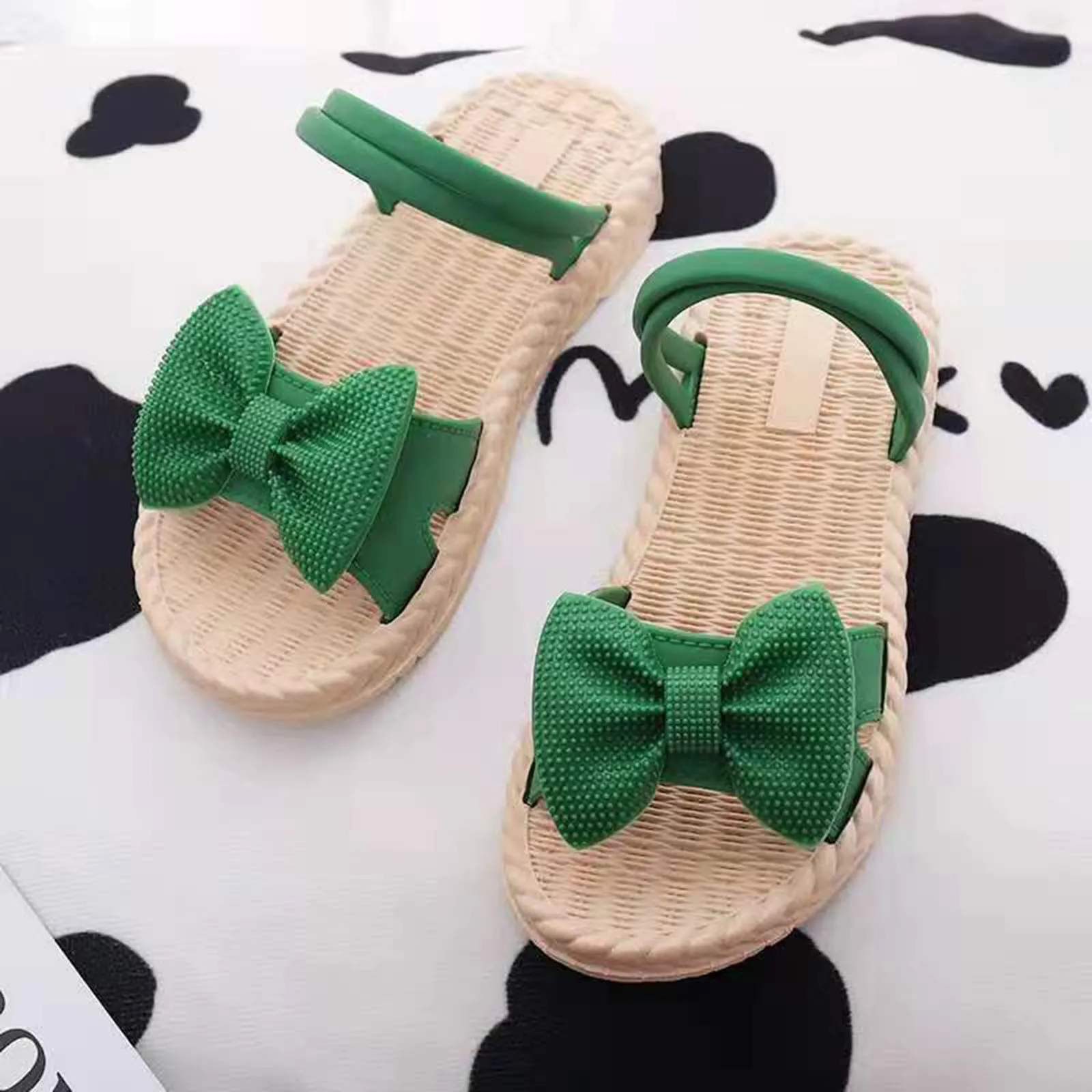 

Toddler Shoes Girl Summer Braided Vacation Square Toe Cute Children Sandals Beige Pink Green Fashion Kids Sliders
