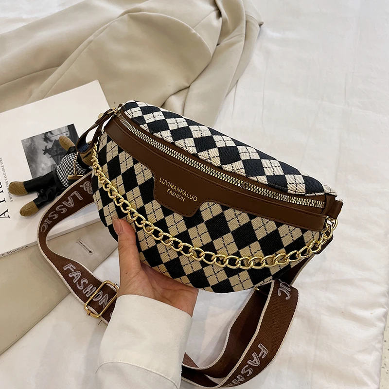 

Niche Design Checkerboard Bag 2022 Autumn/winter New Women's Bag Popular Messenger Bag Hot Selling Chest Bag Shoulder Bag