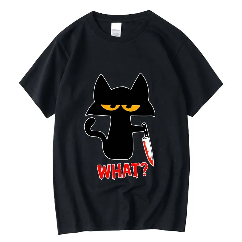 

XIN YI Men's high quality t-shirt 100% cotton funny knife cat print casual loose cool t-shirt tee for men t-shirt tops male