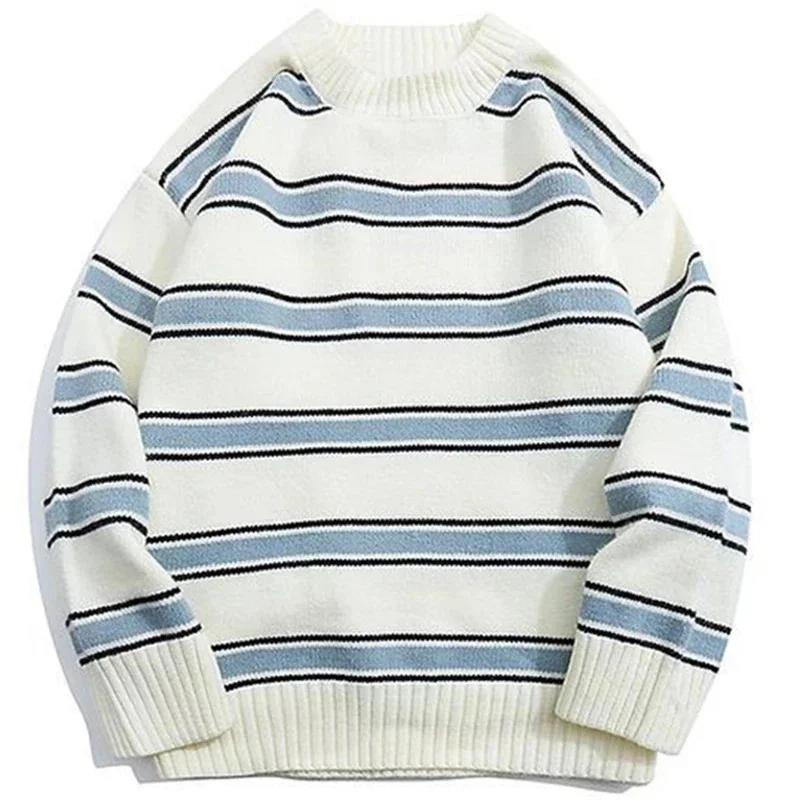 

Y2k Striped Sweater Men 2023 Hip-Hop Streetwear Wo Knitwear over Harajuku Winter Vintage Oversized Women Jumper Sweater