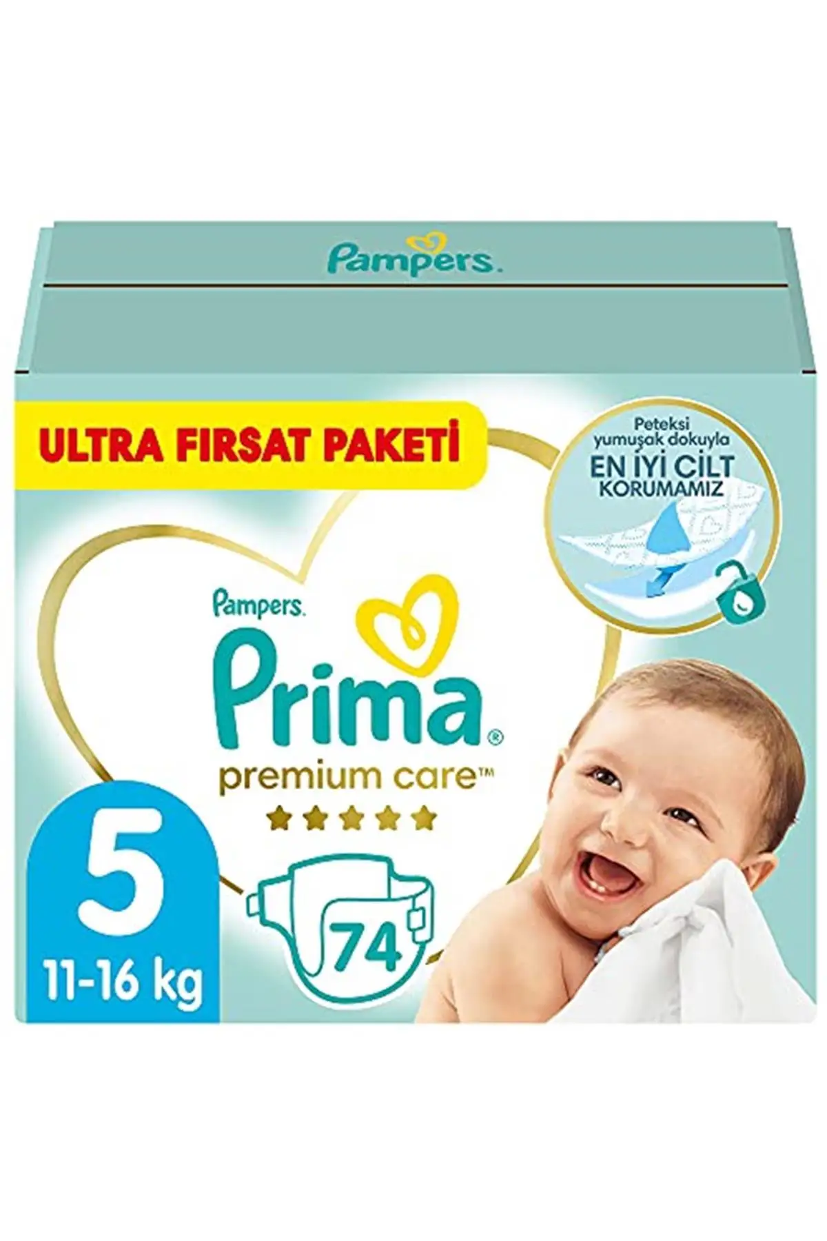 

Brand: Prima Baby Diaper Premium Care 5 Size 74 Pcs Junior Occasion Pack Category: Baby Diapers