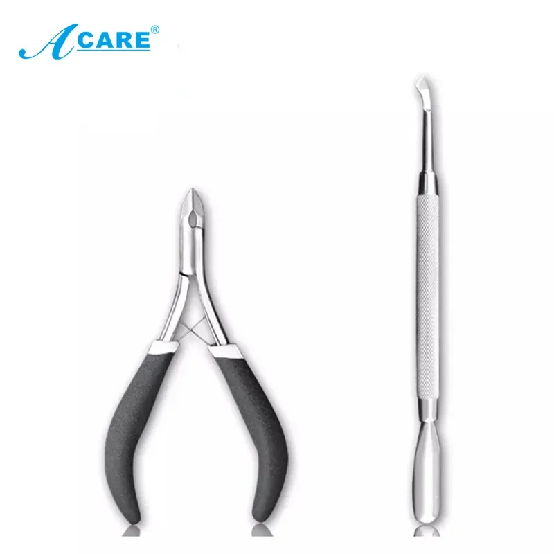 

Golden Exfoliating Cuticle Scissors Stainless Steel Nail Manicure Pedicure Double Pusher Dead Skin Scissor New Remover