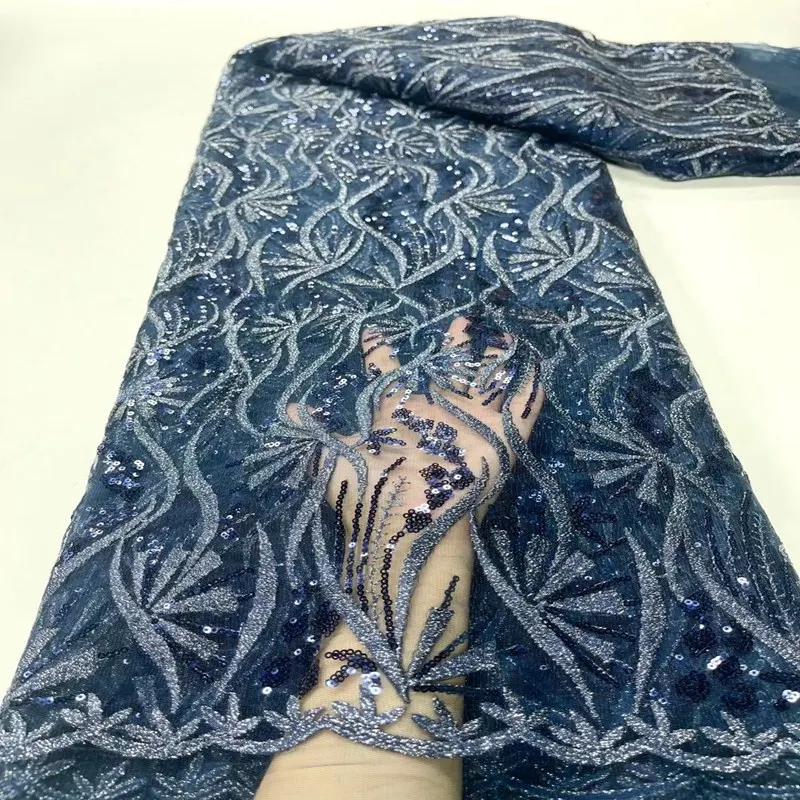 

Высококачественная молочная шелковая ткань с вышивкой, африканская французская Тюлевая кружевная ткань TS2388