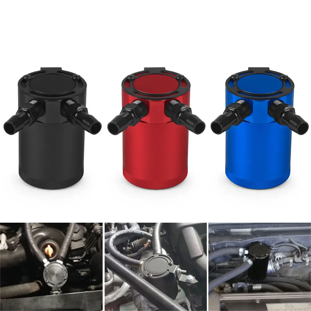 

300ml Universal 2-Port Oil Catch Can Compact Baffled Aluminum Reservoir Oil Catch Tank Fuel Tank Two hole breathable Kettle