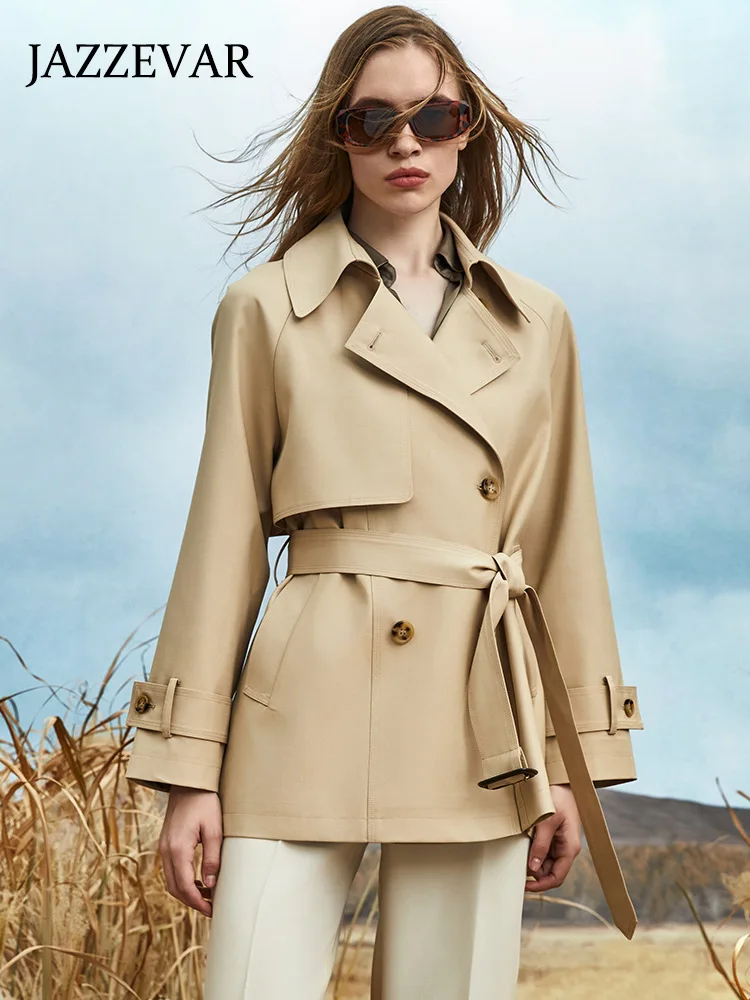 

Short trench coat female 2023 autumn new three-dimensional silhouette British style small chic coat