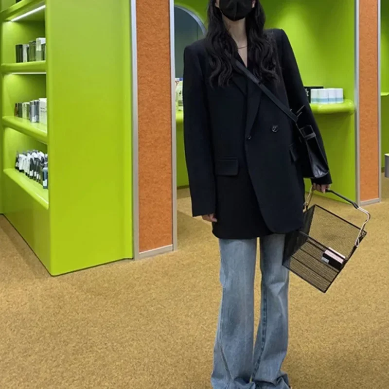 Свободный крой утягивающий пиджак в западном стиле Новое поступление осенняя