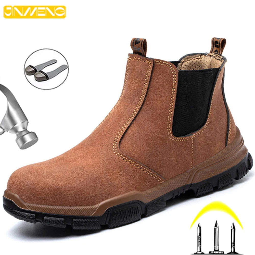 

Indestructible Steel Toe Work Safety Shoes Men Women Waterproof Smash Resistant Slip Slip Fashion Sports Leather Boots