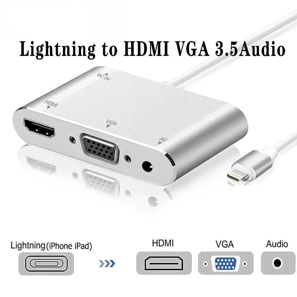 

1080P HDTV OTG Cable Lightning to VGA Audio Video HDMI-compatible Adapter Extend For iPhone 12 11X/XS/8P/8/7P/iPad Air/Mini/iPod