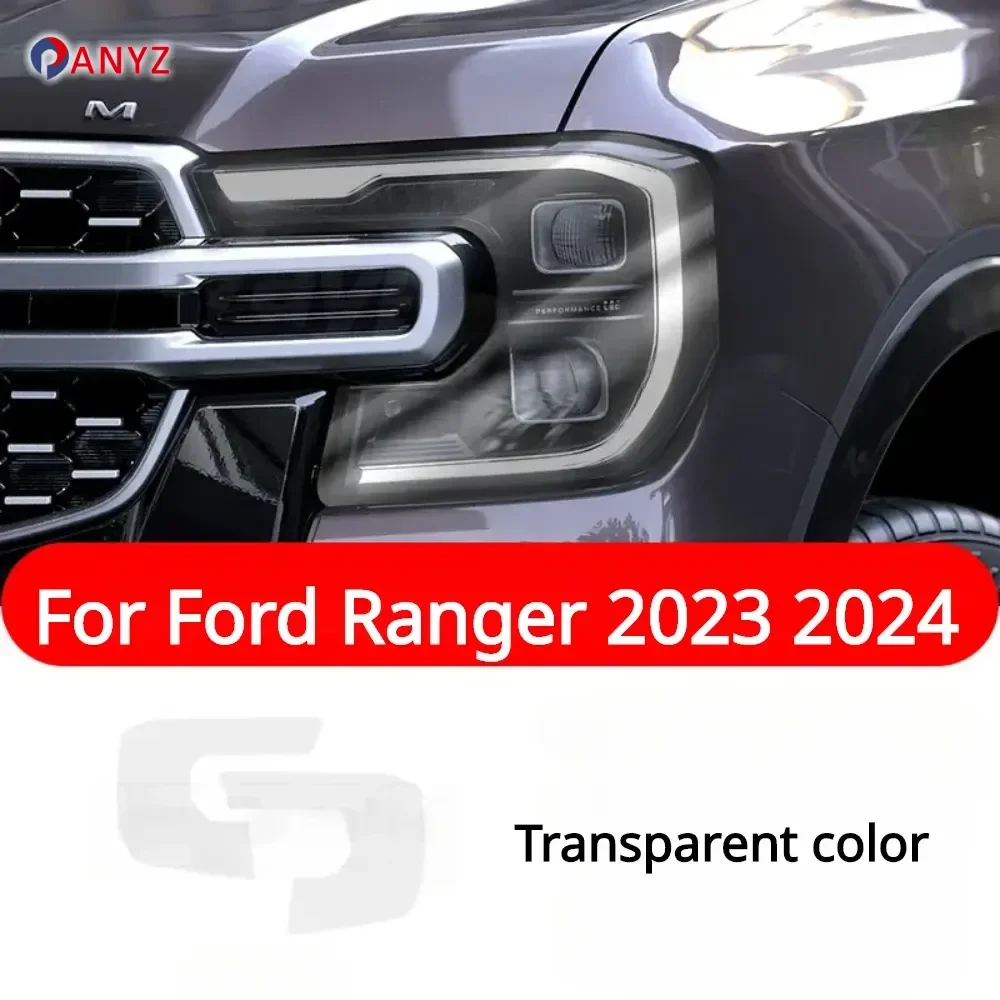 Фото Для Ford Ranger 2024 2023 T9 Wildtrack Raptor аксессуар защитная пленка для фар автомобиля прозрачная дымчатая черная наклейка из ТПУ №1