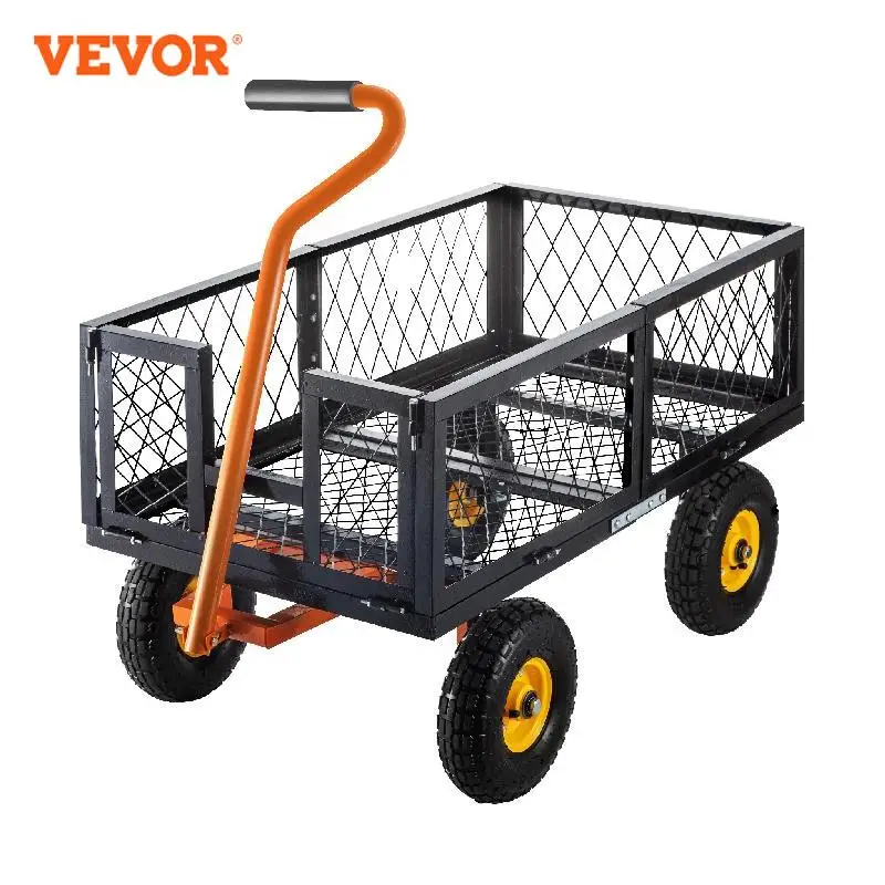 

VEVOR Multi-Purpose Garden Cart Removable Utility Wagon 1000-1400 LBS with Pneumatic Tires Flexible Handle for Garden Yard Farm