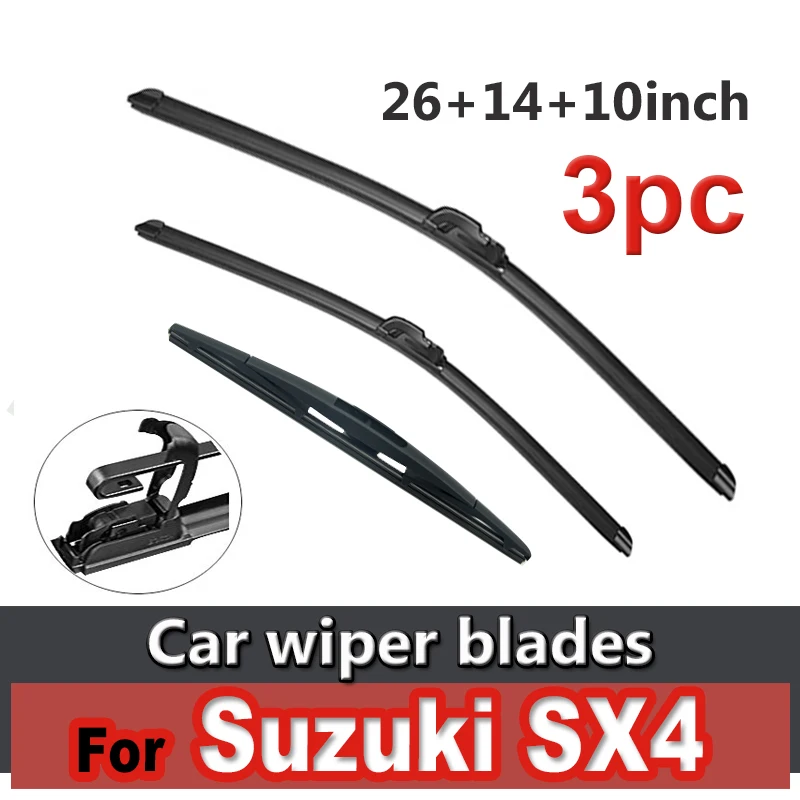 

Wiper Front & Rear Wiper Blades Set Kit For Suzuki SX4 S-Cross 2013 - 2020 Windshield Windscreen Window 26"+14"+10"