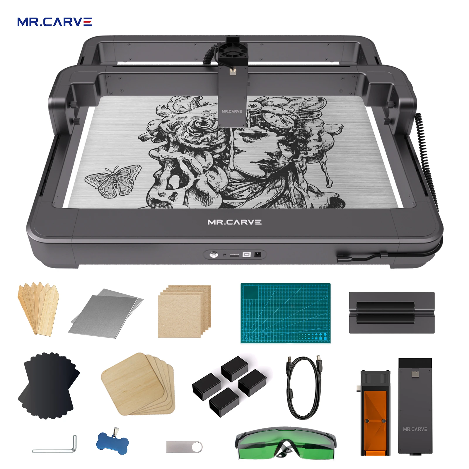 

Лазерный гравер MR.CARVE M3, Гравировальный маркер, инфракрасный лазерный модуль 400x400 мм, рабочая область, поддержка работы в автономном режиме, ...