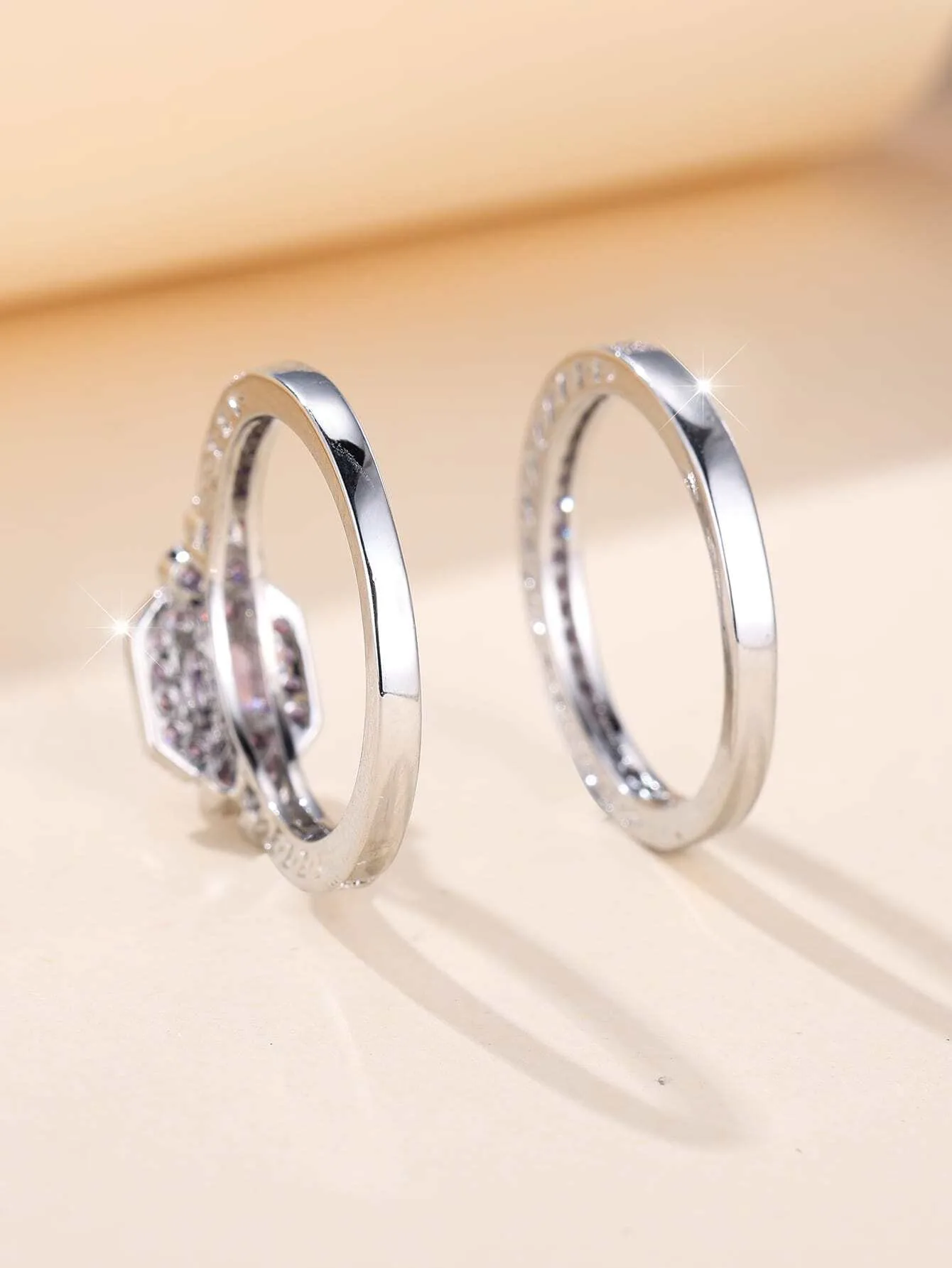 Модное кольцо фиолетового цвета с цирконом квадратное Сверкающее женское на