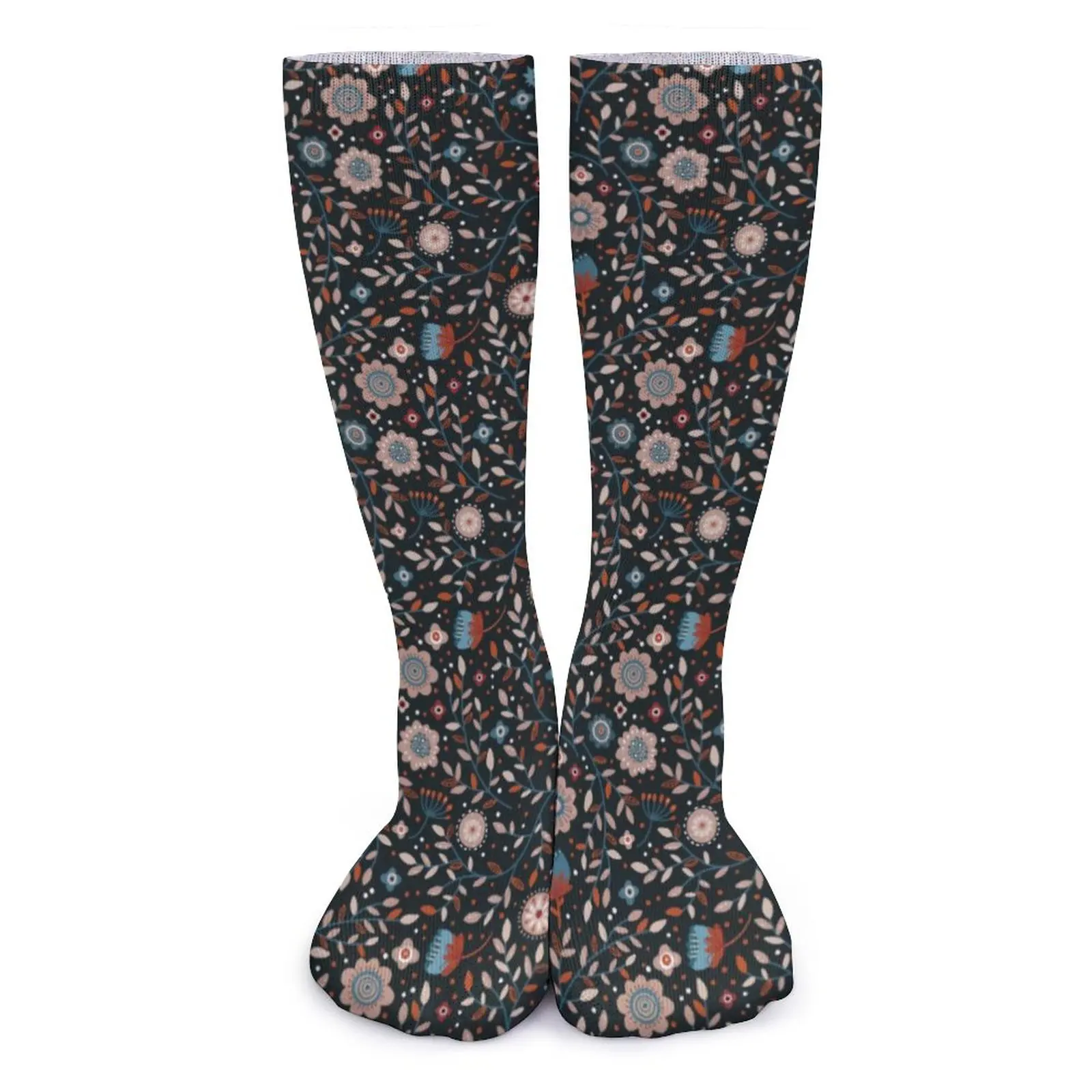 

Носки с цветочным принтом в скандинавском стиле, готические зимние Нескользящие, мягкие дышащие, для скейтборда, для женщин и мужчин