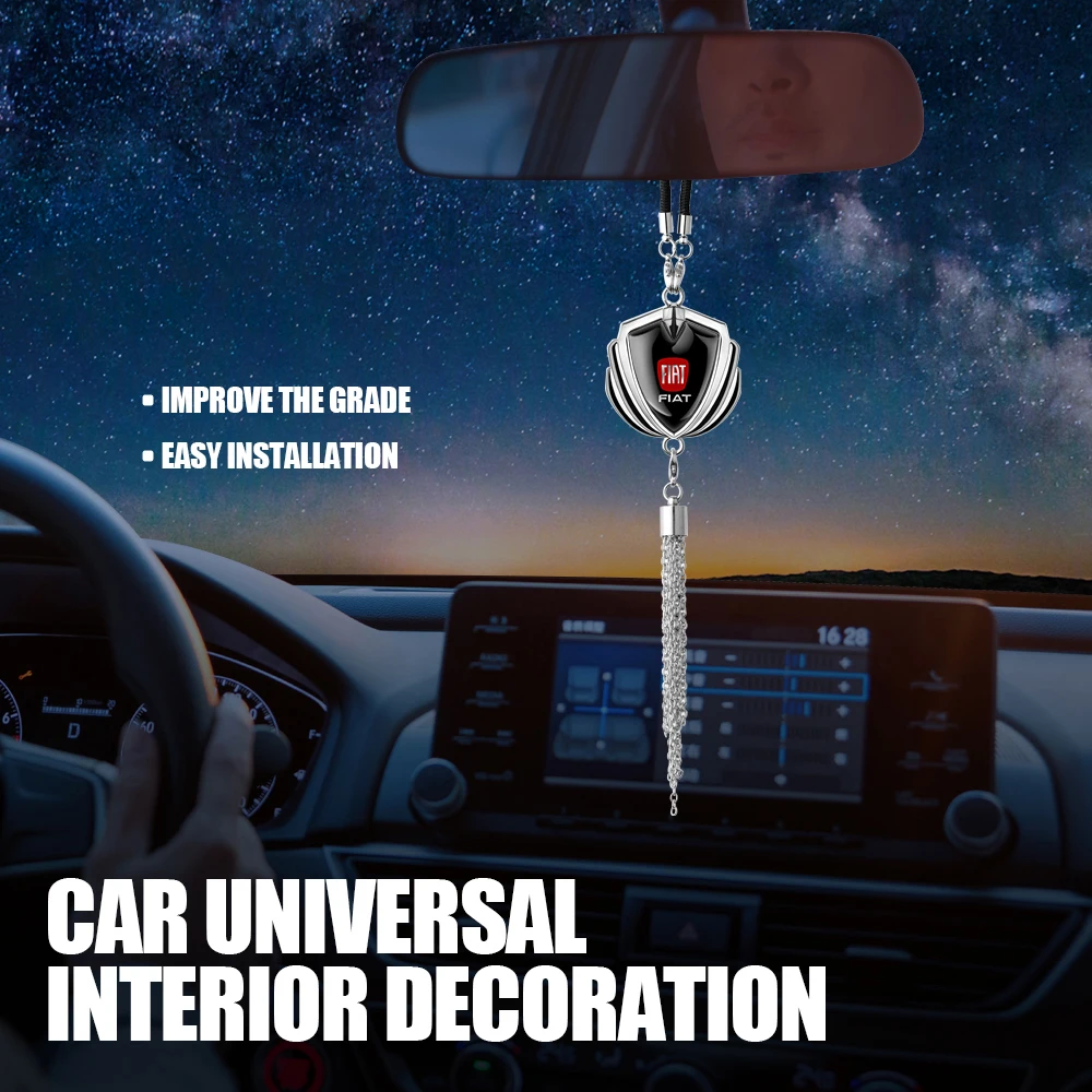 

1PCS Car Logo Metal Rearview Mirror Hanging Ornament Decoration Pendant Accessories For Fiat 500 Abarth Ducato Punto Grande Pand
