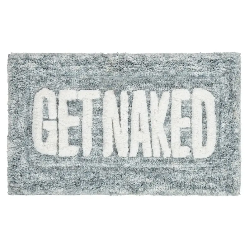 

Luxurious, Teal Polyester 20" x 32" Naked Typography Bath Rug