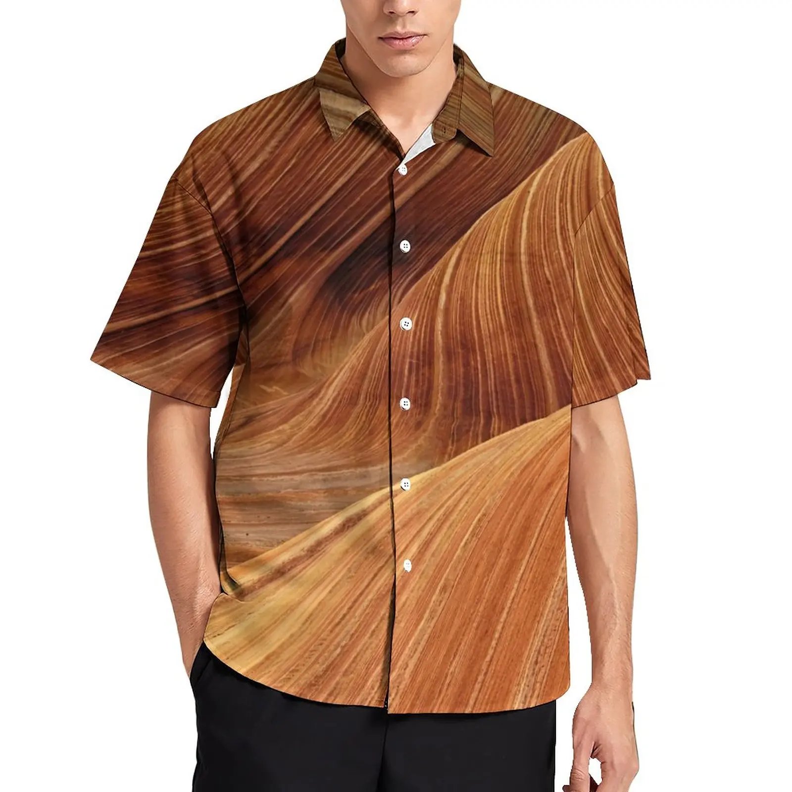 

Desert Sands Casual Shirt Sahara Print Vacation Loose Shirt Hawaiian Vintage Blouses Short Sleeve Graphic Oversized Tops