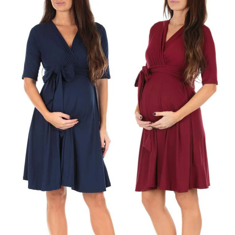 

spring summer New Pure Lactation Maternal Dress Long-sleeved V-collar Receiving Waist Dresses Nursing Pregnancy Casual Clothes