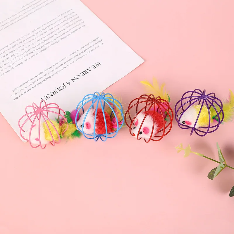 

Cat Toy Stick Pet Cat Toy Funny Mouse In Cage Plastic Colorful Cat Teaser Toy Cat Mouse Toy Pet Supplies Pet Accessories