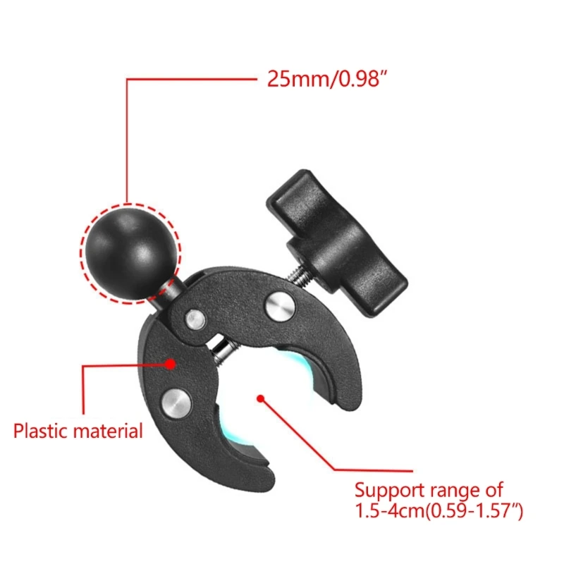 

2023 New 1 Inch Double Socket Arm Clamp Mounting Base Motorcycle Bike Handlebar Base 25mm Ball for Head Mount 1.5-4cm Clamp