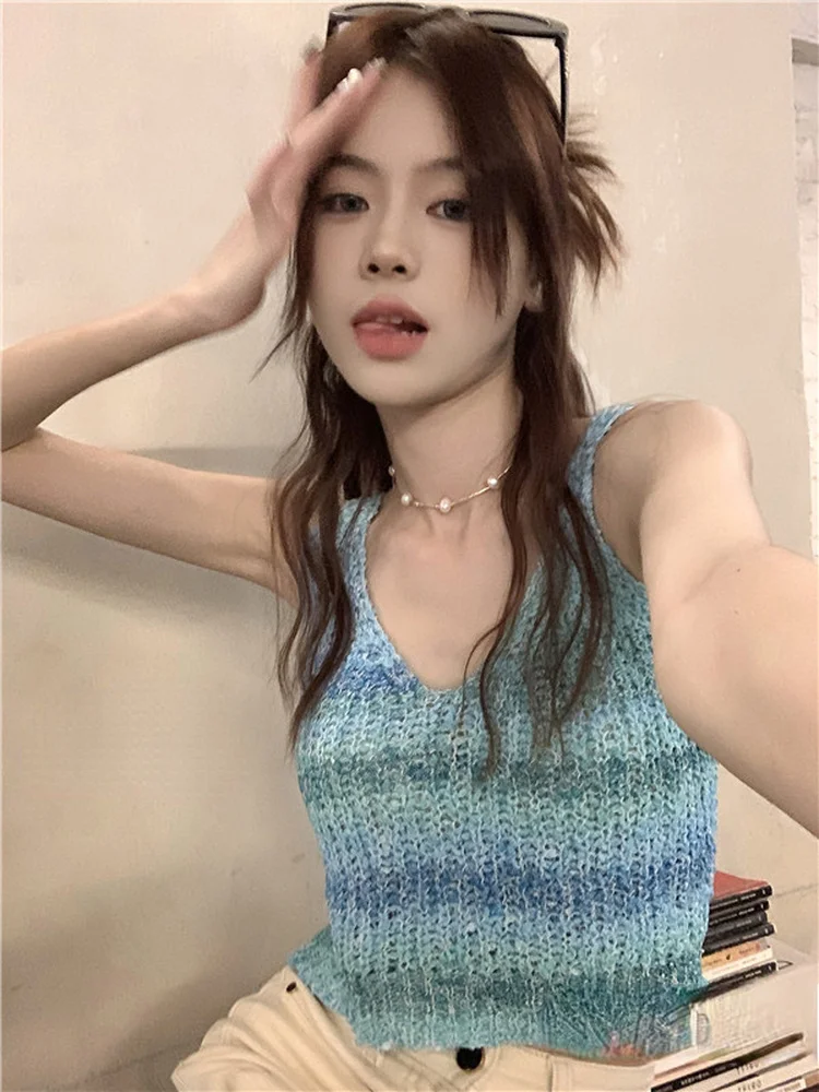 

Женская майка в радужную полоску, трикотажная футболка в стиле гранж, Винтажная футболка в Корейском стиле, Y2k, 2022