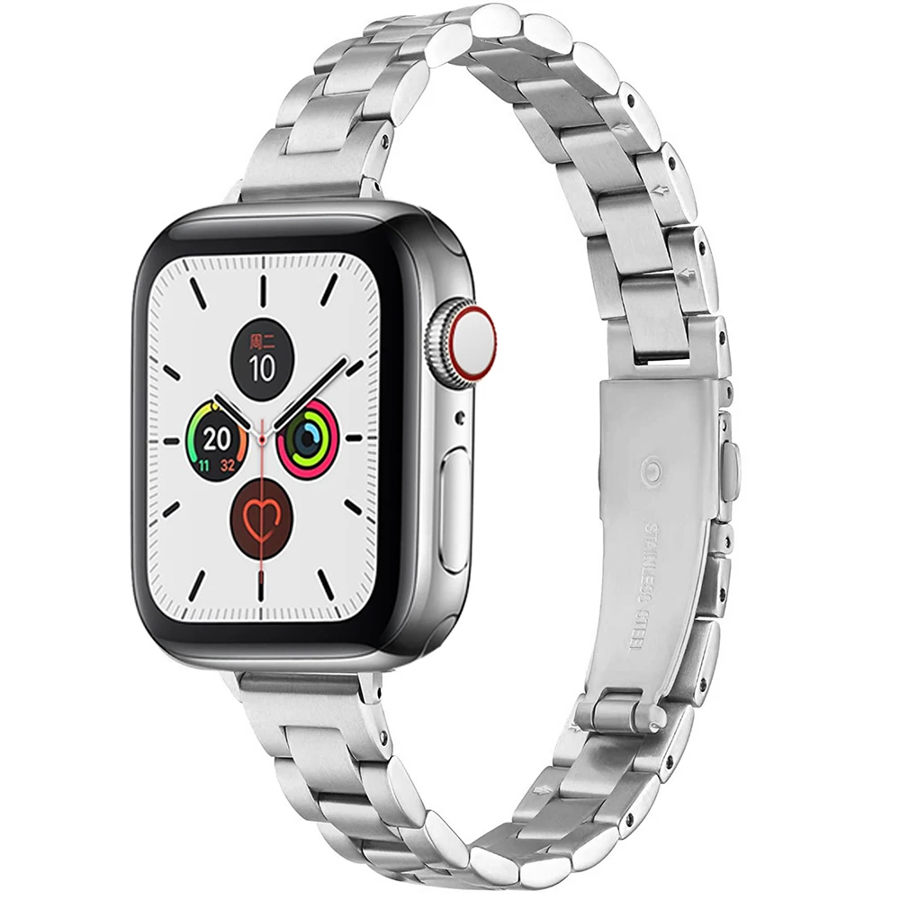 

Women Stainless Steel Band for Apple Watch 6 7 SE 40mm 41mm 44mm 45mm Slim Metal Link Bracelet Strap for iWatch Series 5 4 3