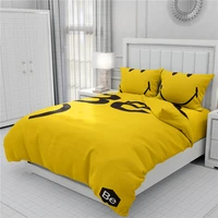 bedding set for 3 4 pieces yellow cartoon smiling face pattern bedspread sheet pillow case bold color duvet cover set 210310 5