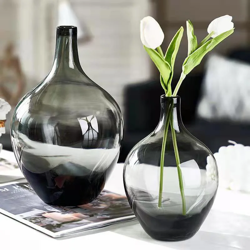 

Скандинавская стеклянная ваза, креативное простое искусственное украшение, настольная зеленая декоративная бутылка для гидропонного раст...