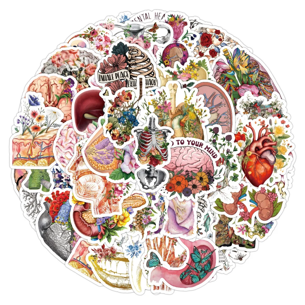

10/30/50pcs Retro Art Human Body Organ Anatomy Waterproof Stickers Laptop Skateboard Motorcycle Luggage Car Bike Cool Sticker