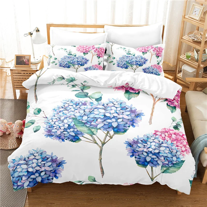 Комплект постельного белья с цветочным рисунком белый комплект пододеяльником и