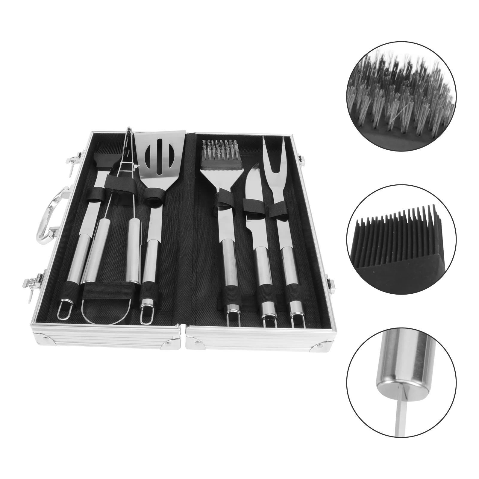 

Outdoor Portable Barbecue 6-piece Set Grill Cookware Utensils with Aluminium Case BBQ Tools Combination