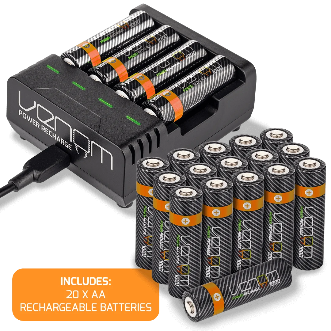 

Rechargeable AA / AAA Batteries and Intelligent Charging Dock - Venom Power
