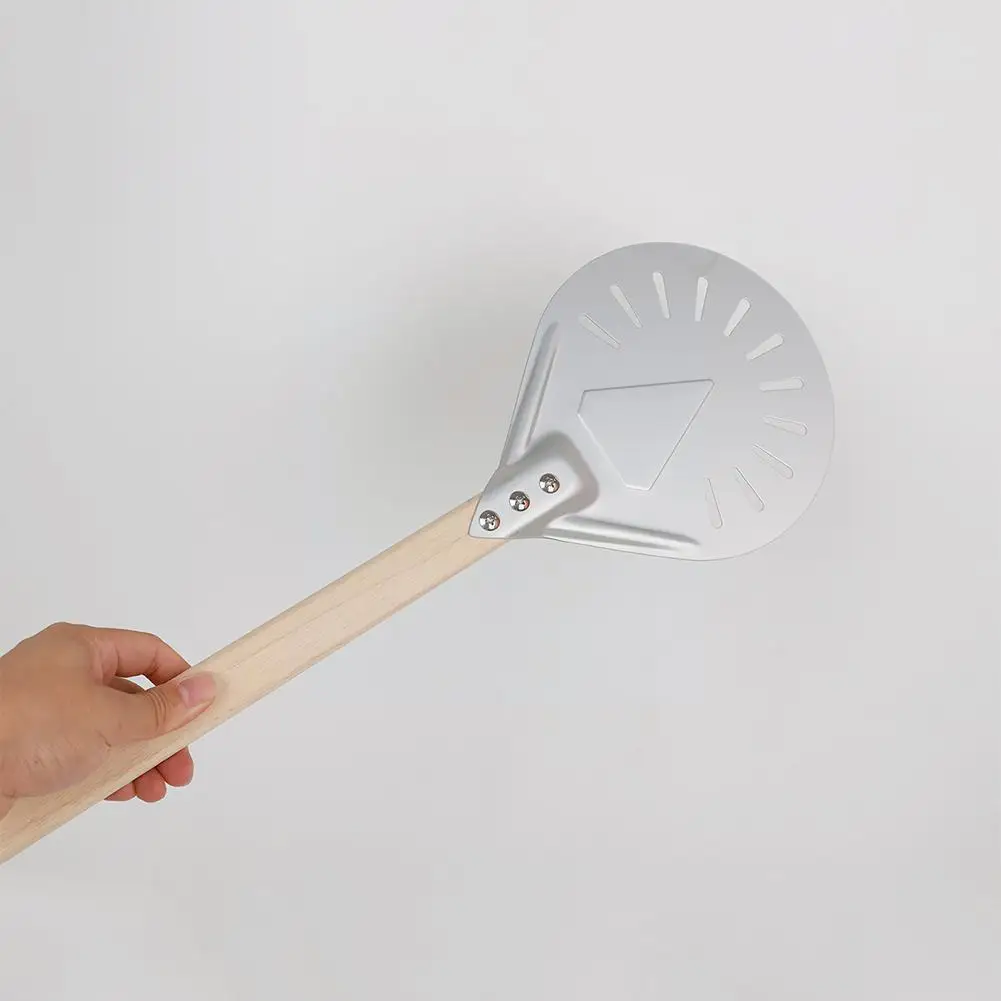 

1pcs New Perforated Round Pizza Shovel Turning Peel Paddle Pizza Non Pizza Shovel Tool Handle Aluminum Slip Handle Short Wo P3d1
