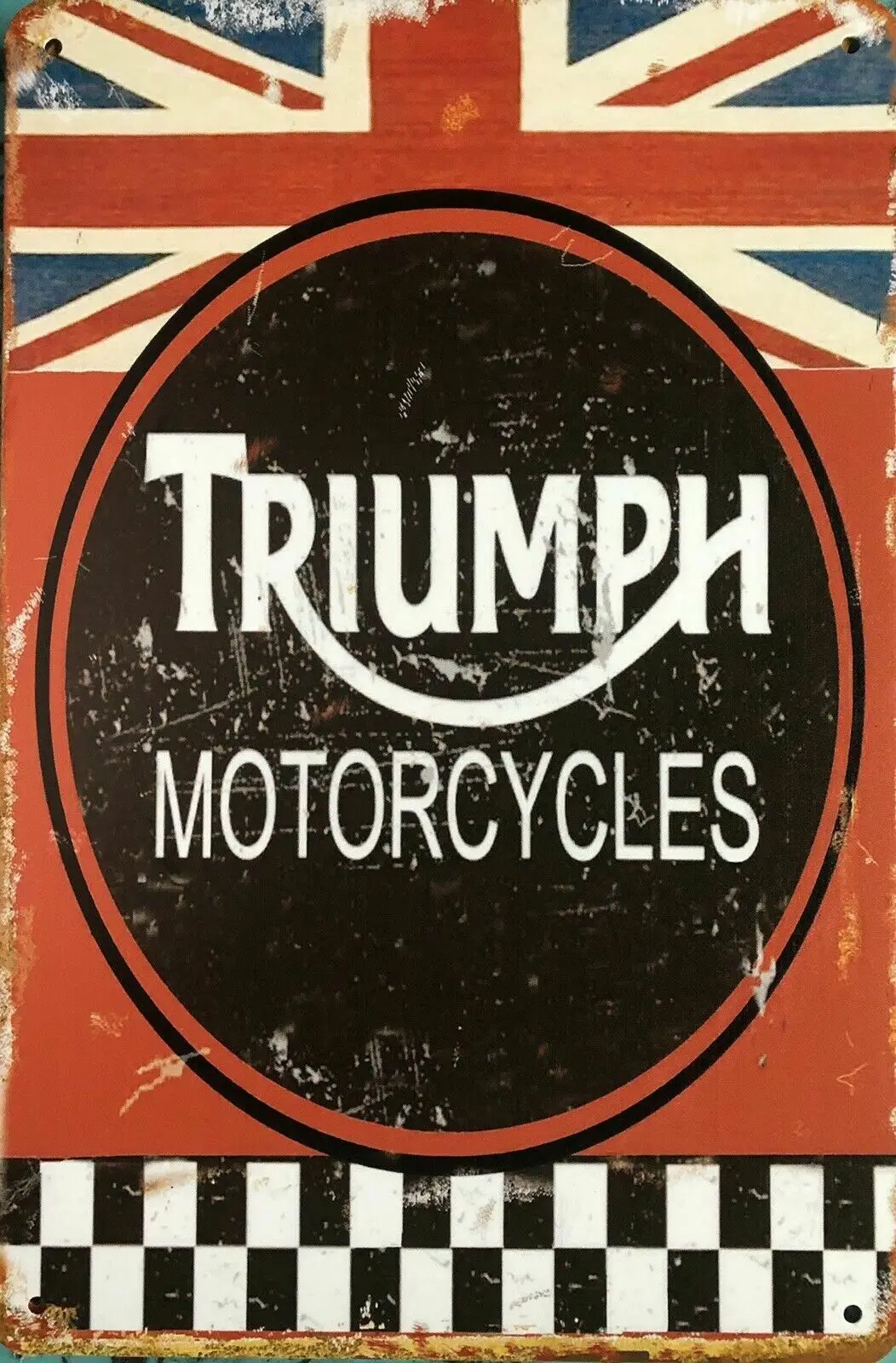 

Triumph Garage Retro Vintage Metal Tin Sign Metal Posters Retro Tin Signs for Home Bar Pub Club Man Cave Wall Decor