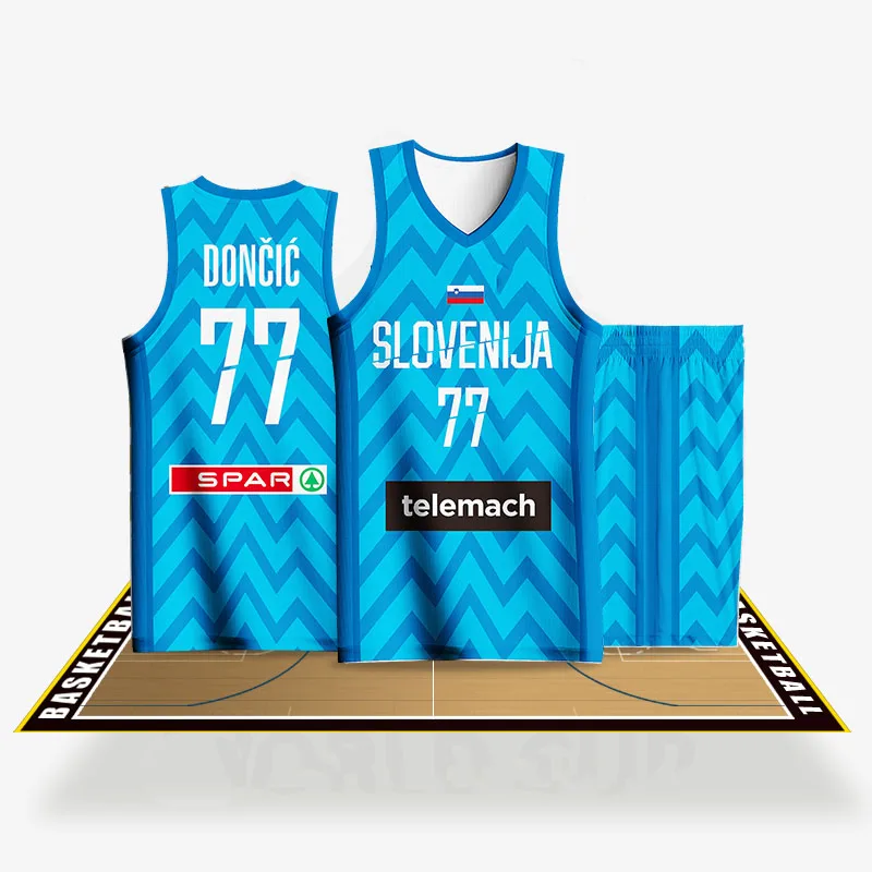 2023 Newest Basketball Sets For Men Full Sublimation SLOVENIJA Letter Printed Customizable  Jerseys Shorts Training Tracksuits