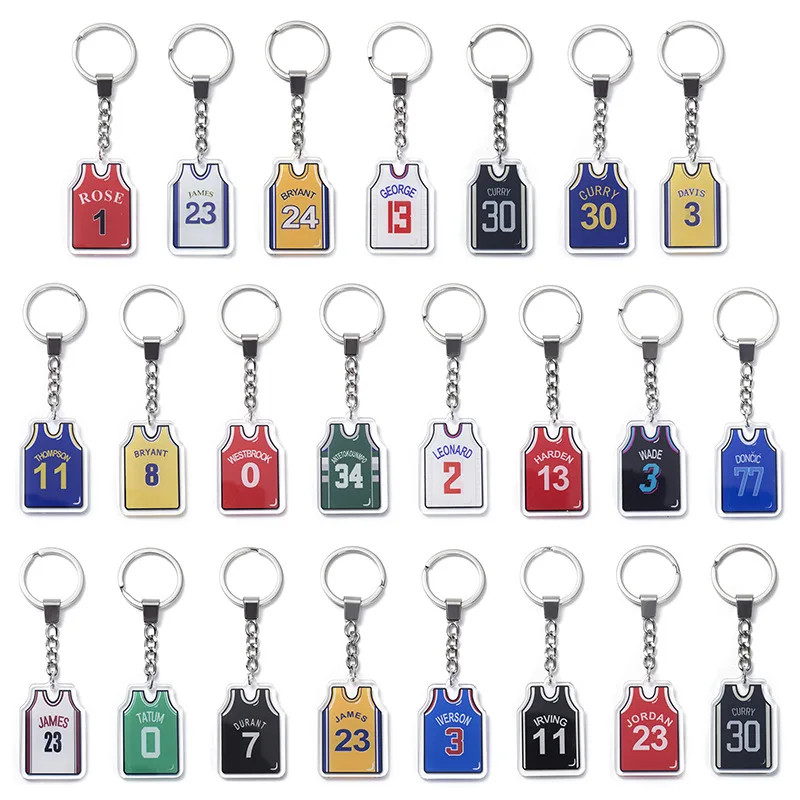 

Basketball ball jersey keychain jersey pendant rock basketball lovers llaveros de autos key chains for men sleutelhangers dames