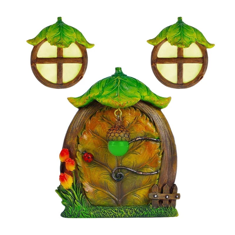 

Миниатюрная сказочная светящаяся оконная дверь, эльф для дома, двора, искусство, сад, искусство, уличный Декор сказочного сада, двора